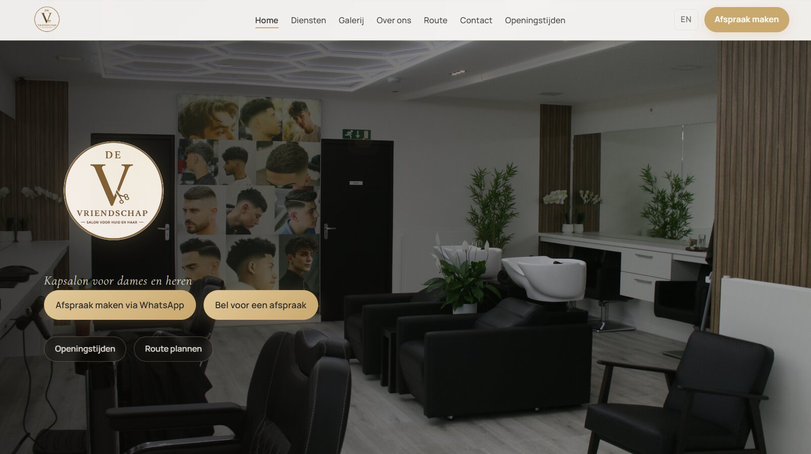 Screenshot der Website von de Vriendschap Kapsalon