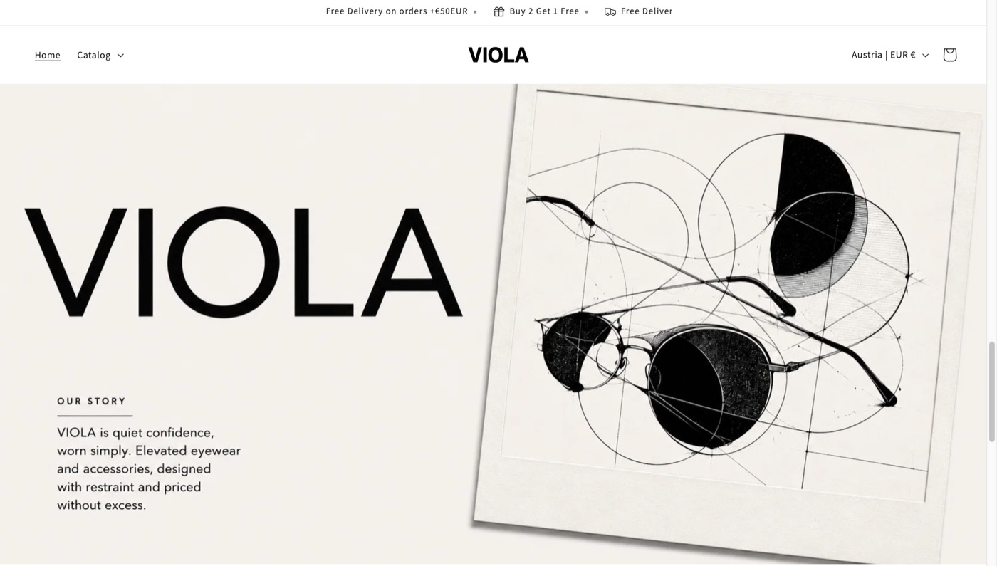 Screenshot des Shopify-Stores von Viola