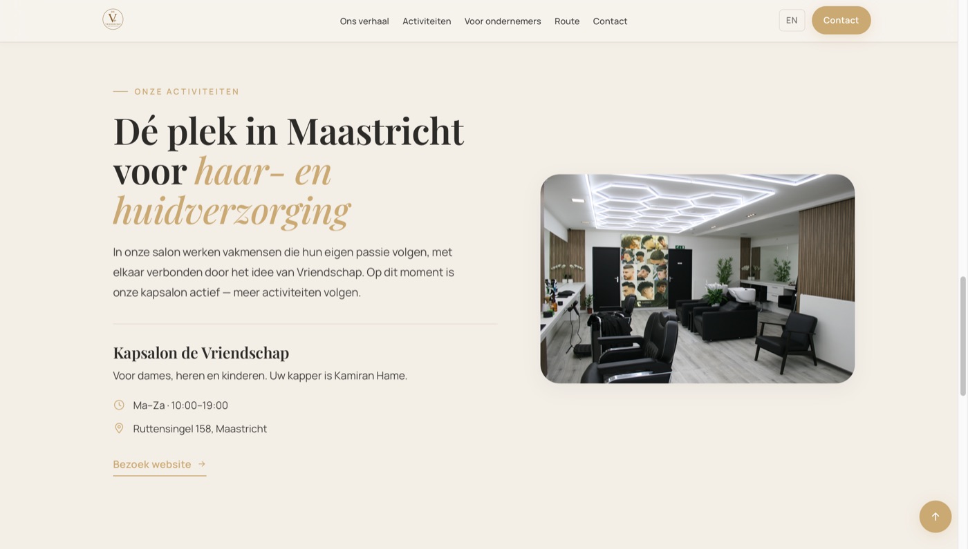 Screenshot der Website von de Vriendschap